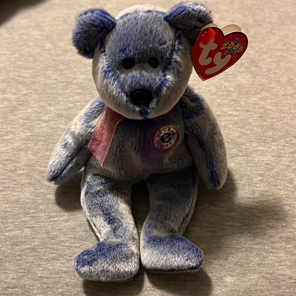 TY Beanie Baby - PERIWINKLE the e-Bear (8.5 inch) - MWMTs Stuffed Animal Toy